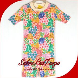 NWT Hanna Andersson Organic Short Johns Pajamas Sea Daisy Print 140 10